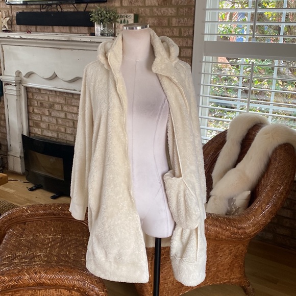 WOMAN WITHIN HOODED TEDDY JACKET FLEECE FULL ZIP PLUS 14/16 - Picture 6 of 8